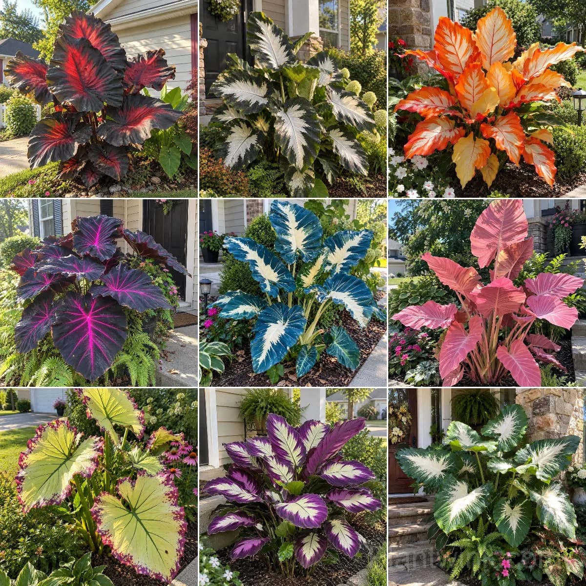 9 Rare Caladium Bulbs – Stunning Colorful Varieties - View 1