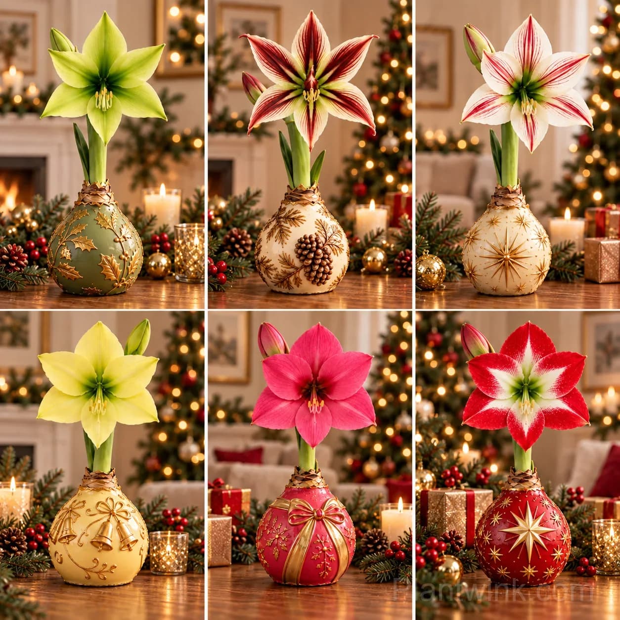 Rare Holiday Waxed Amaryllis Bulbs – 6 Festive Varieties, No Soil or Water Needed - View 1