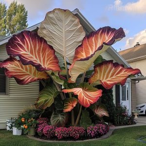 Decorative Leaf Caladium Seeds - 46⬛🟥, 50 Seeds👍